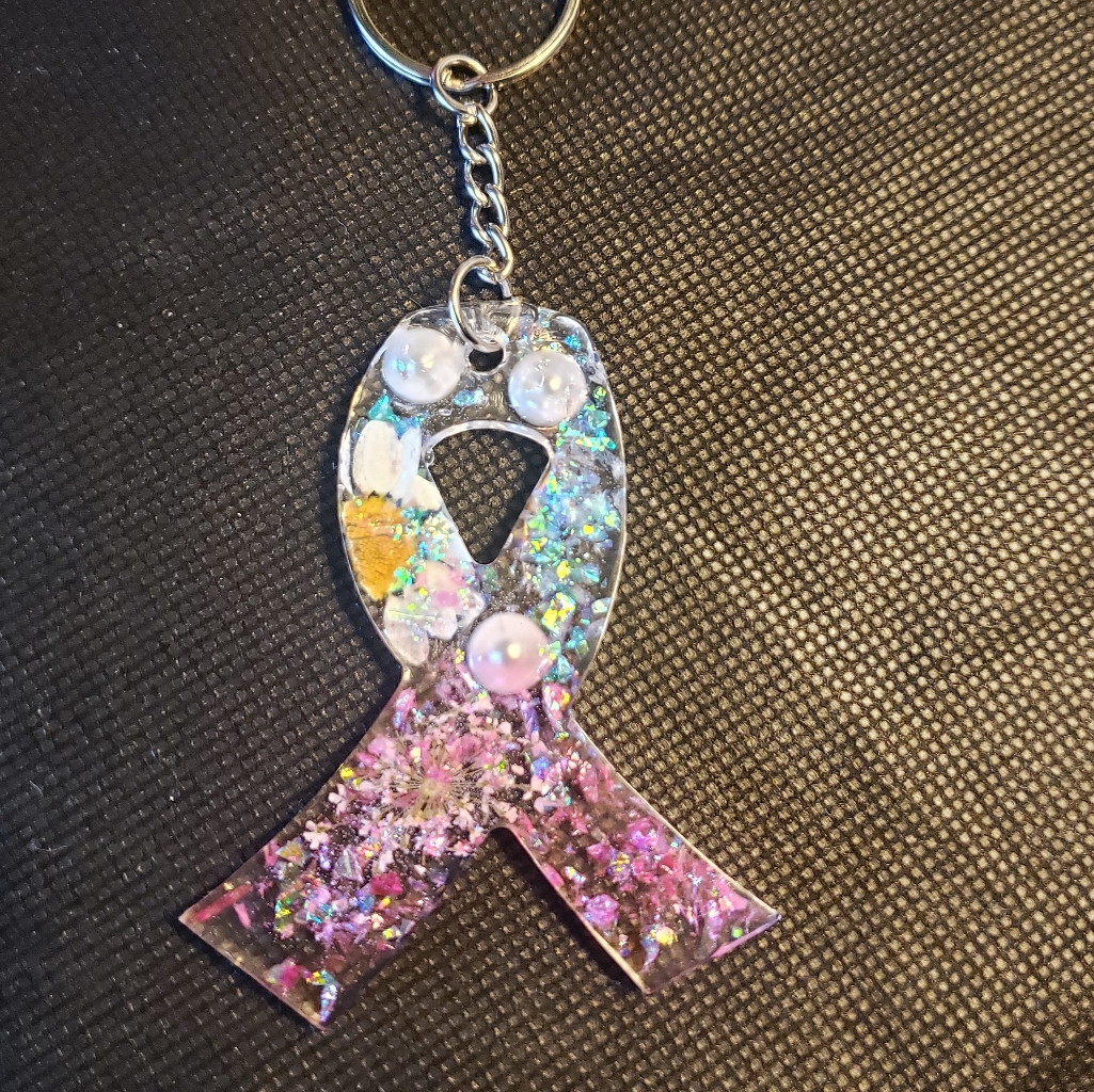Breast Cancer Awareness Ribbon Keychain